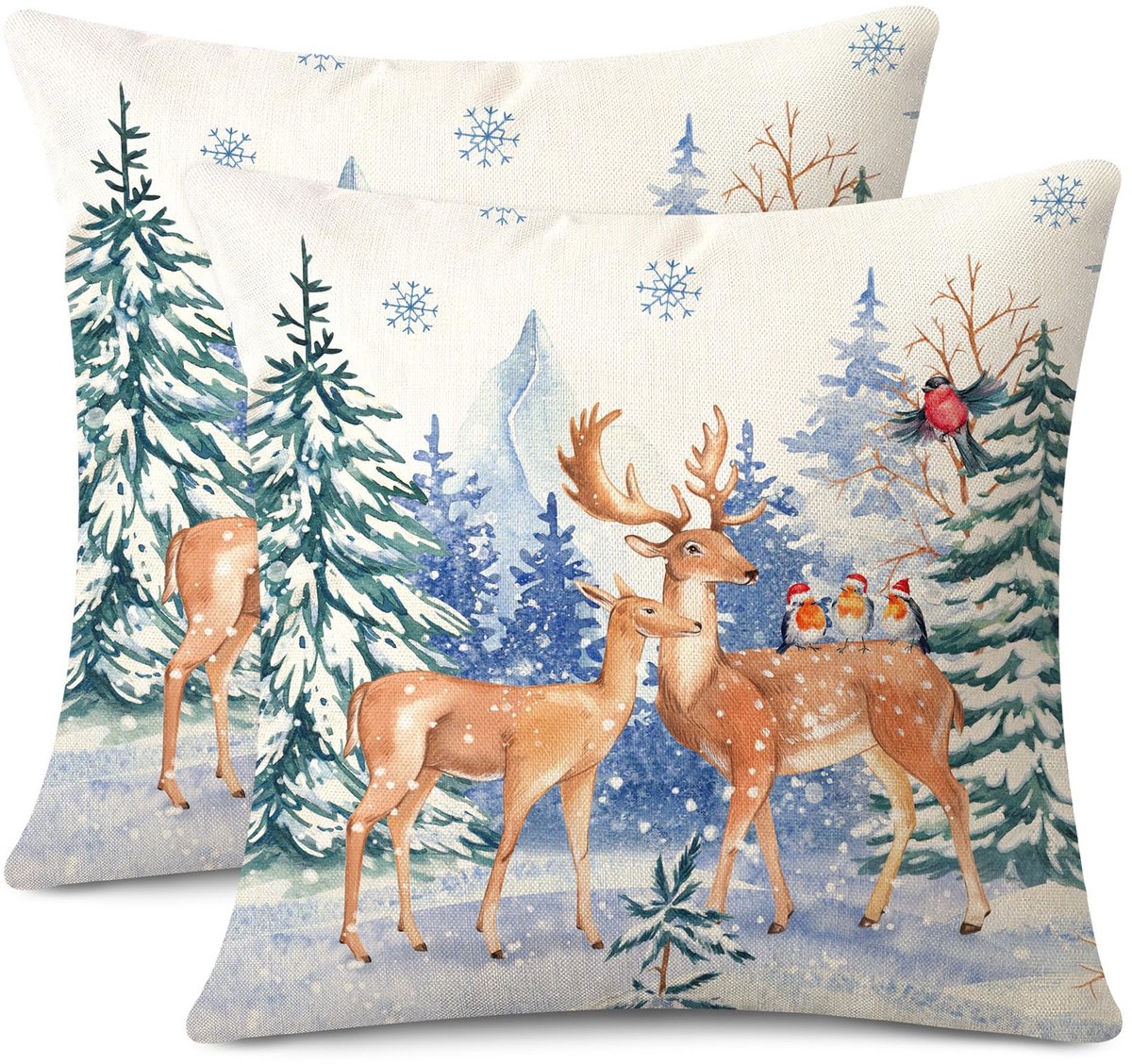 Unyqoos Set van 2 decoratieve kerstkussenhoezen voor een feestelijk interieur Kerstmis