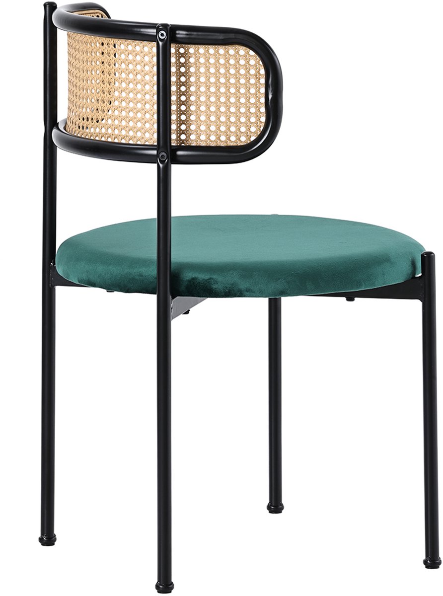 Fluwelen eetkamerstoel, set van 4, moderne, eenvoudige loungestoel met vier metalen steunp