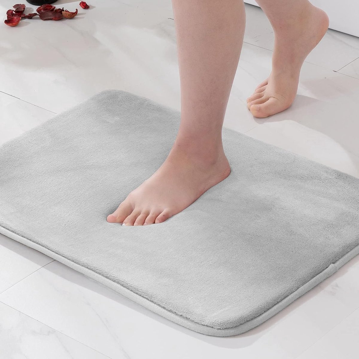 Stunq® Badmat, traagschuim, badmat, badmat, douchemat, decoratiemat, antislip, voor badkamer en woonkamer, 40 x 60 cm, lichtgrijs