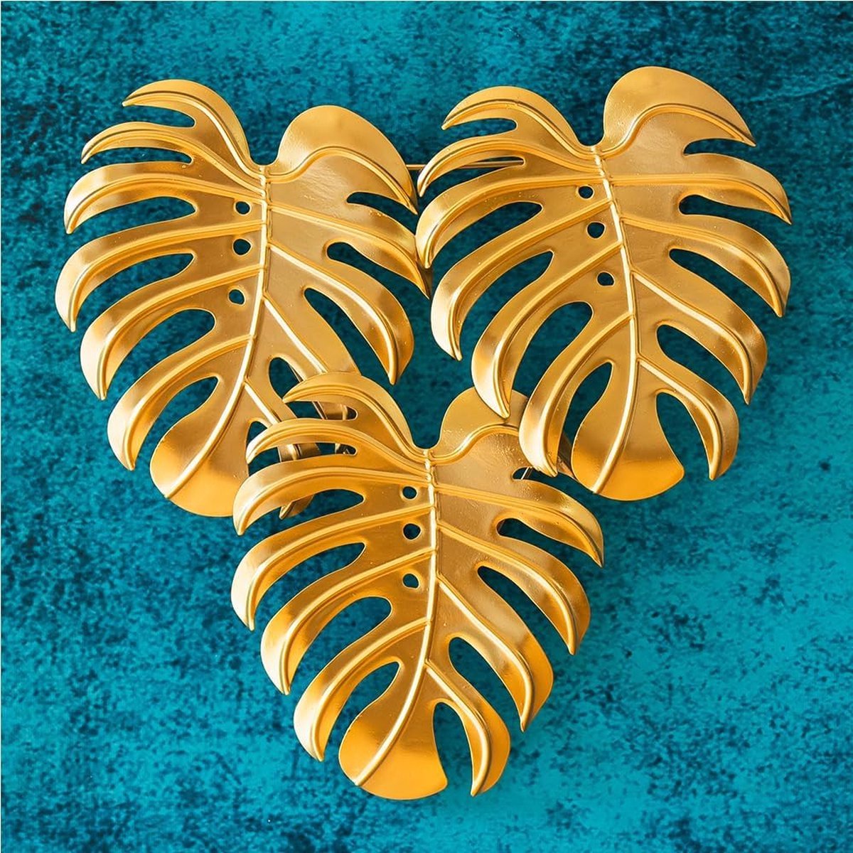 Stunq® wanddecoratie goud Monstera van metaal, 41 x 42 cm, 3D muurafbeelding bladeren, monstera decoratief ornament, moderne wanddecoratie woonkamer, metalen wanddecoratie chic, metalen wanddecoratie, boho woondecoratie