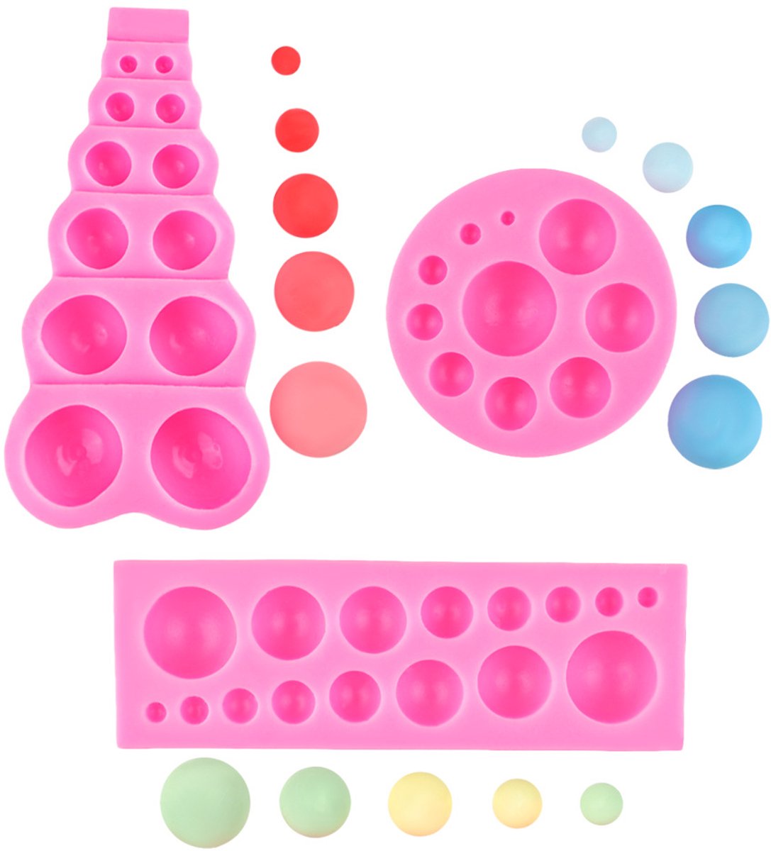 Chocolade halfronde mal 3-delige set - roze