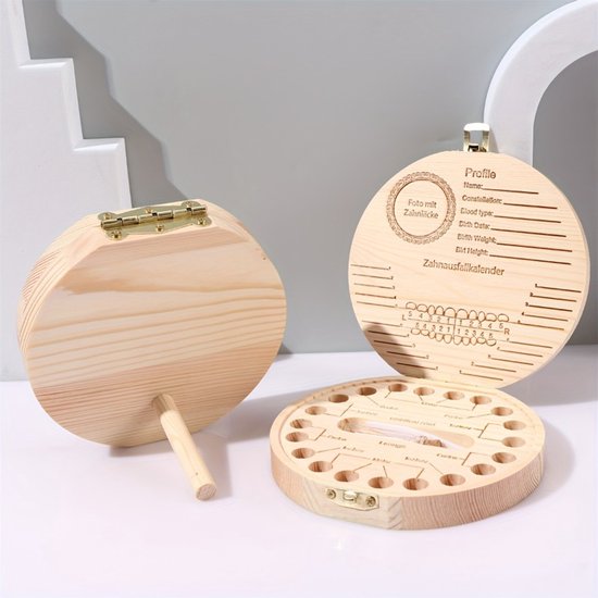 Houten bewaardoos voor melktanden, kindertandorganizer, herdenkingsdoos, kindertandverzameling en bewaardoos - Kleine Fee van Houten — afbeelding 4