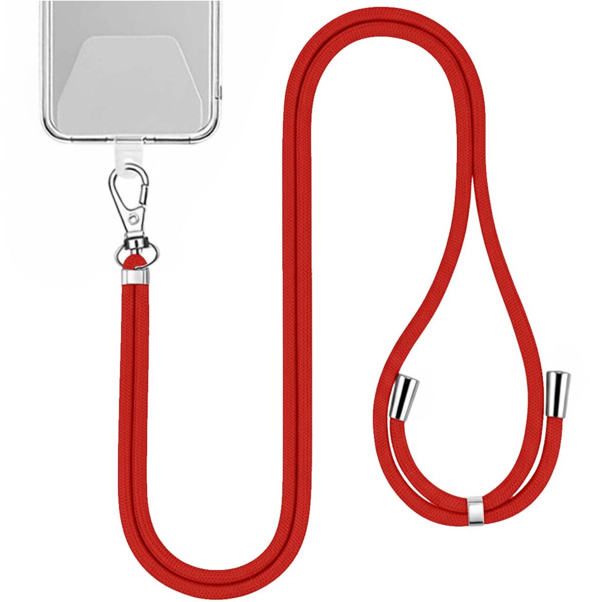 Avizar Nylon nekband 150cm voor smartphone met universele bevestiging, Rood