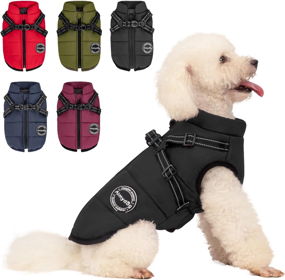 Waterdichte Hondenjas met Fleece Voering en Ingebouwd Harnas - Warm en Reflecterend Vest voor Kleine tot Middelgrote Honden