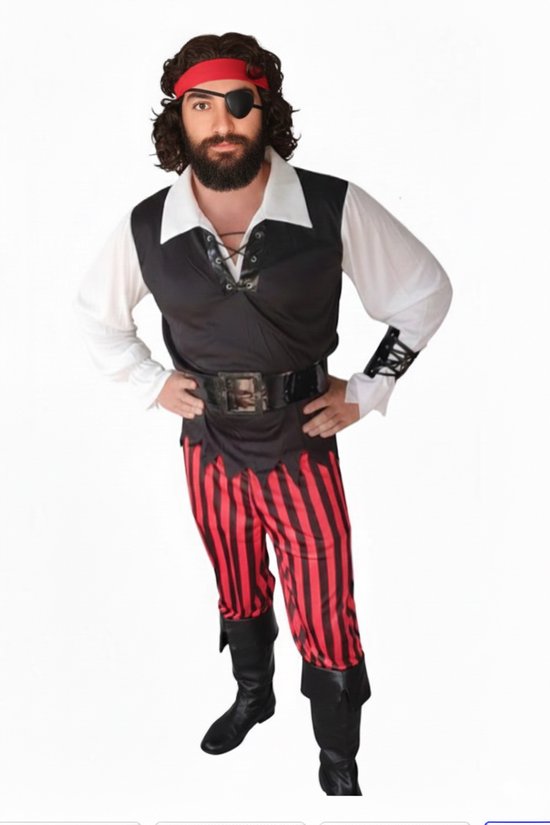 Kapitein Haak kostuum met ooglap - Piratenpartij Verkleedkleding Carnaval Heren - Kerst Piraten & Viking Halloween - M/L