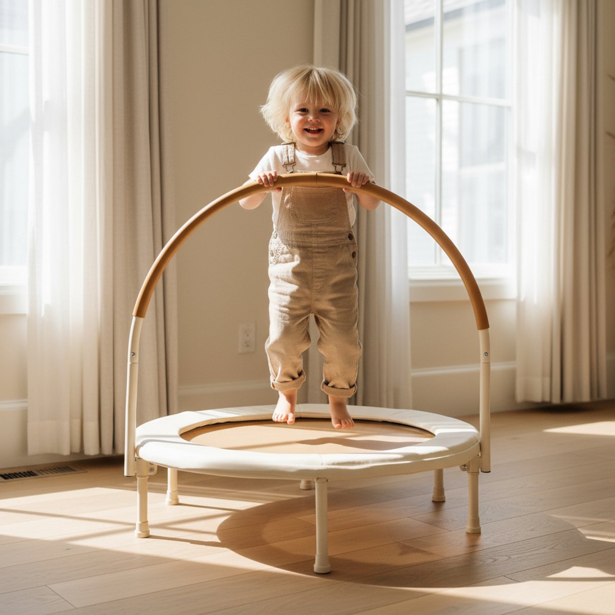 HENVAE® - Trampoline - 93 cm - Indoor - Geluidloos - Opvouwbaar - Inclusief Veiligheidsbeugel - Kinder Trampoline
