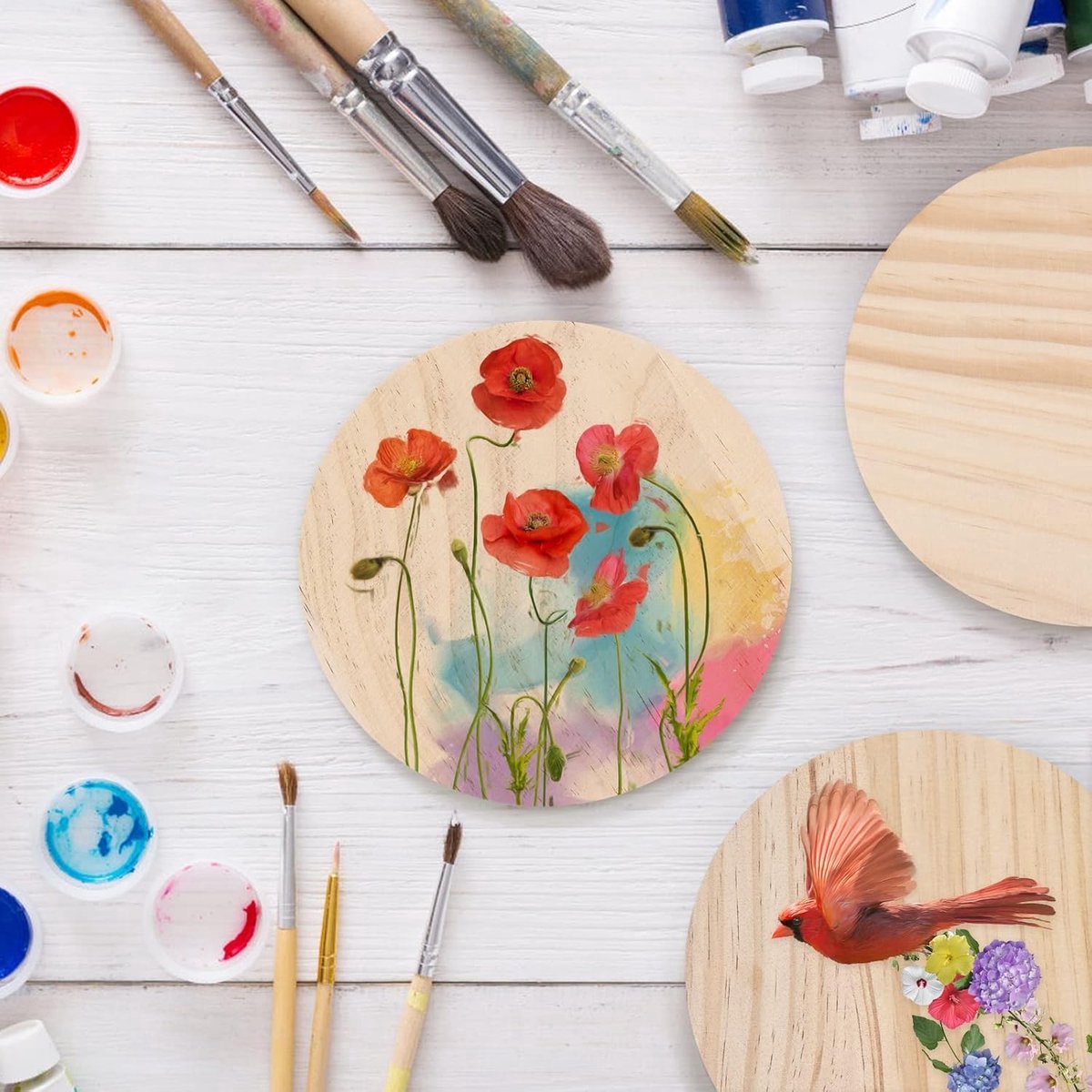 Stunq® Set van 5 Natuurlijke Houten Schijven voor Creatieve Decoraties en DIY-projecten