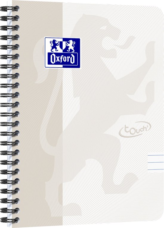 Oxford Touch - Schrijfblok - A5 - Gelijnd - 140 pagina's - 90g - soft cover - licht grijs