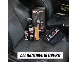 Leer-, Huid- & Alcantara Reinigingskit – Complete 500 ml Cleaner + 100 ml Conditioner – Inclusief Borstel & 2 Microvezeldoeken – Auto Interieur Onderhoud