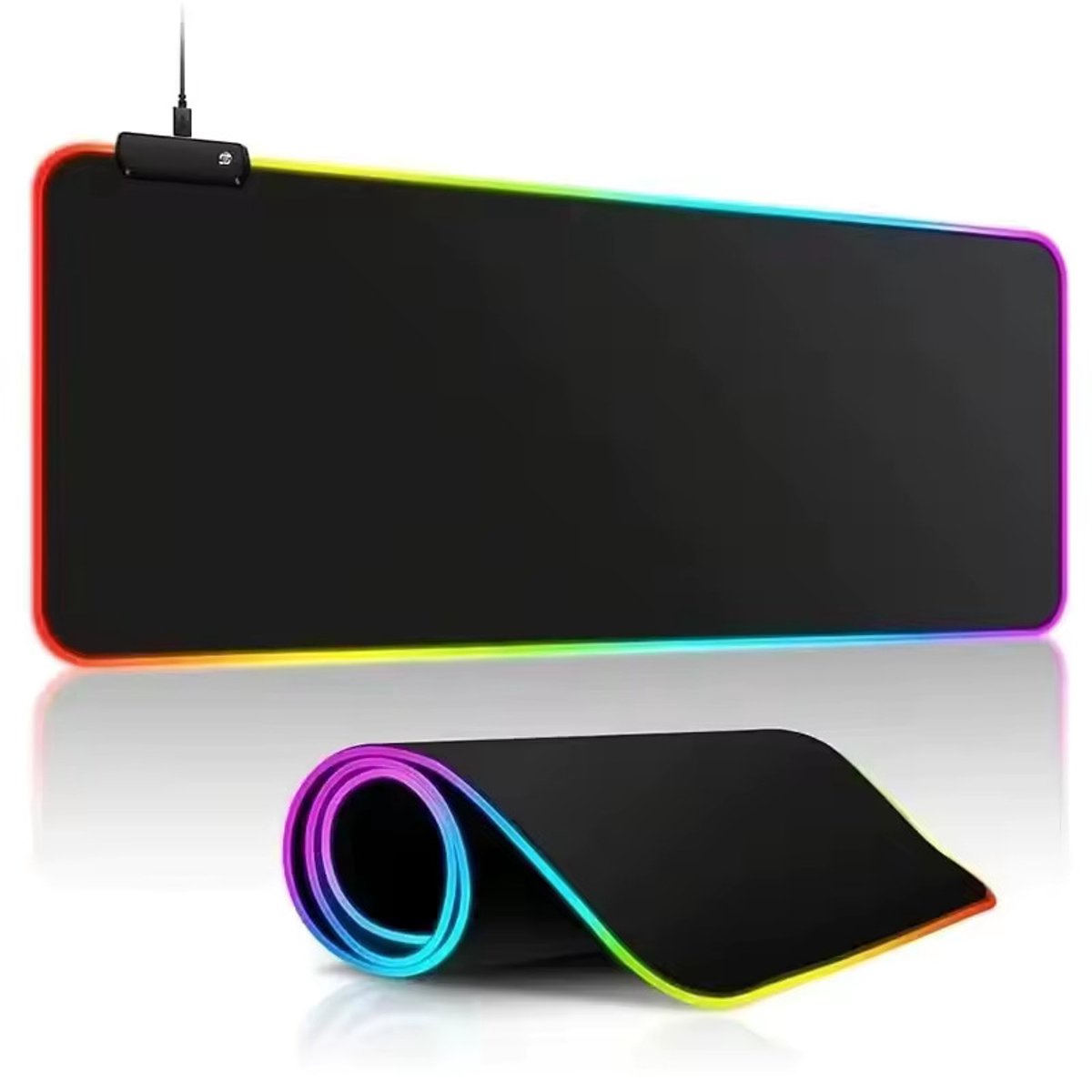 Gaming Muismat XXL 300 × 800 mm – RGB LED 7 kleuren – USB aansluiting – Zwart - Computer - Laptop