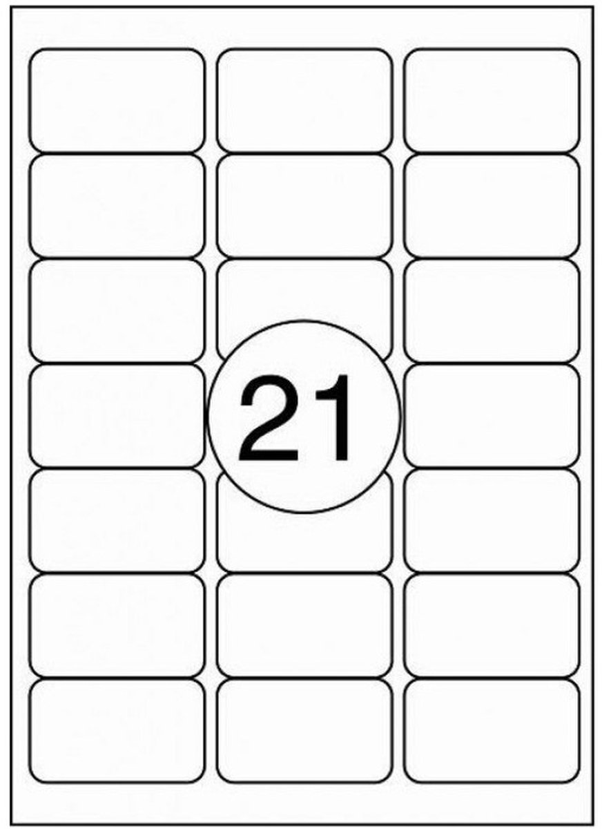Benza Zelfklevende etiketten voor printer op A4 Vel - 63,5 x 38,1 mm - 21 Stickers per vel - 100 vel