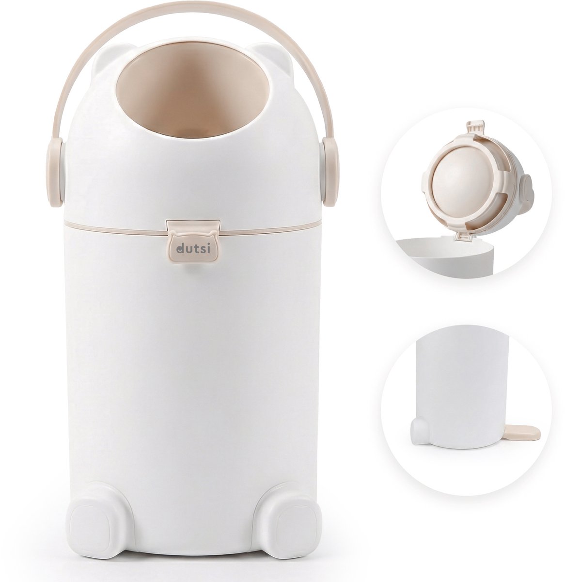 Dutsi - Luieremmer PLUS – 100% Geurvrij & Extra Stabiel – 10L inhoud - Incl. 40 Zakjes - Beige/Taupe