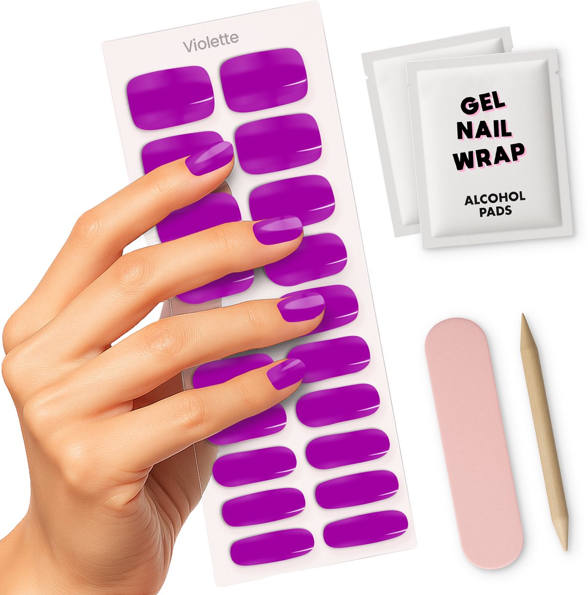 Gel Nail Wrap - Paars - Violette - Gel Nail Wraps - Gel Nagel Stickers (incl. Instructievideo)
