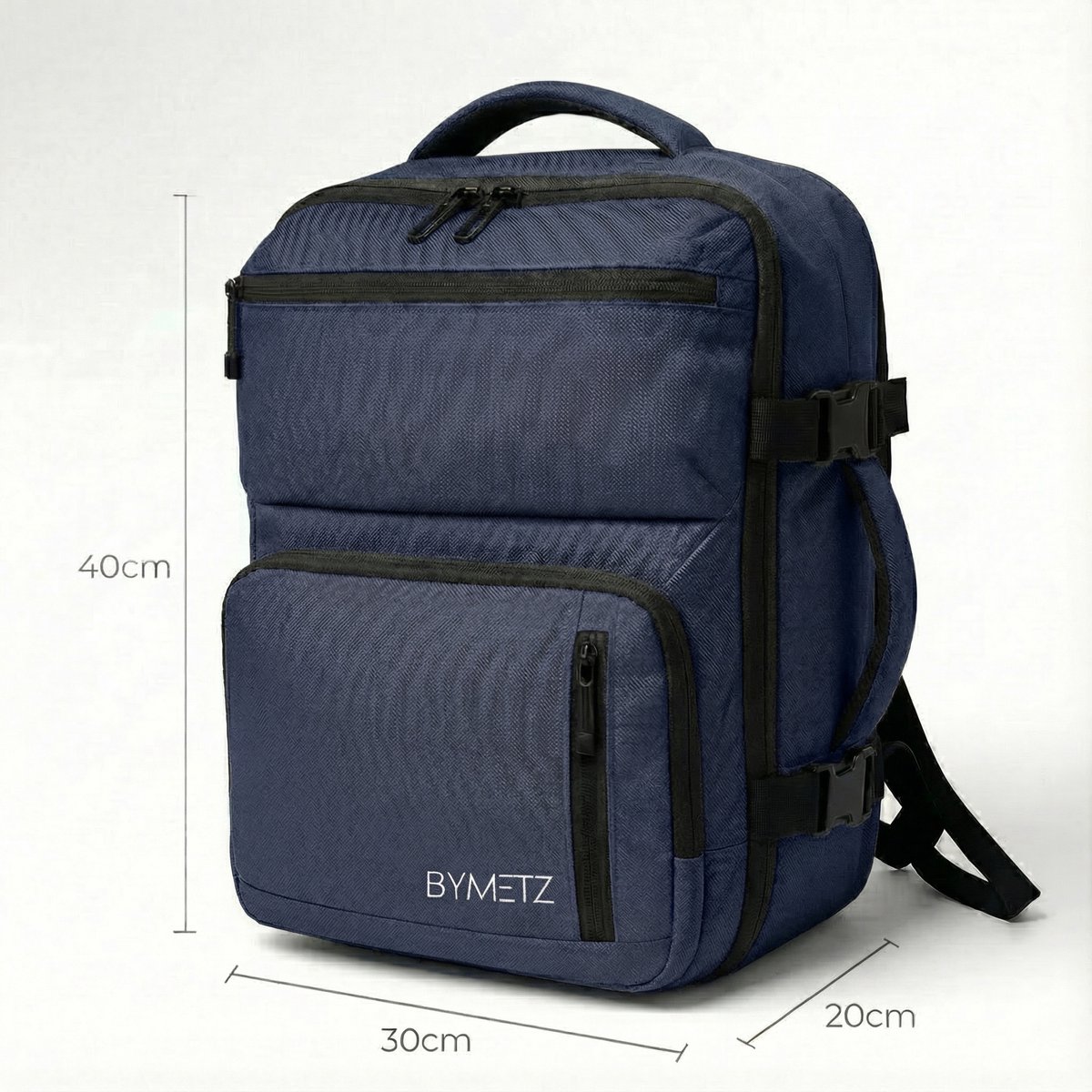 ByMetz 40x30x20 Handbagage Rugzak - Underseater - Laptopvak 15,6 - Blauw