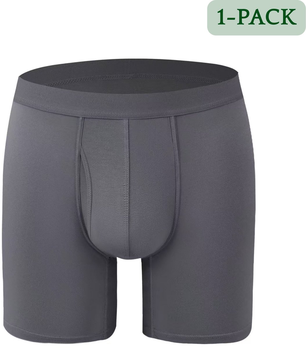 Hipperboo® Bamboe Onderbroeken - Maat L - 1 Paar - Grijs - Boxershorts - Boxers - Met opening - Met gulp - Ouvert - Heren Ondergoed