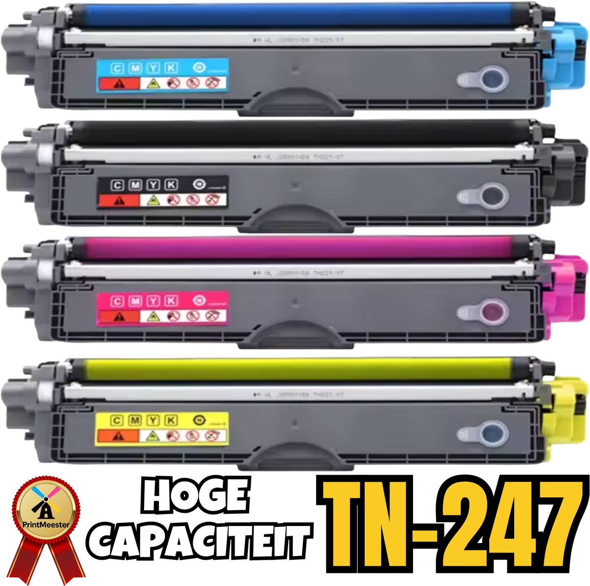 Pack van 4 Compatibele Toners Brother TN-247 TN247 / TN-243 TN243 – Zwart, Cyaan, Magenta, Geel – Voor DCP-L3510 / L3550, HL-L3210 / L3230 / L3270, MFC-L3710 / L3750 / L3770 – Met Chip