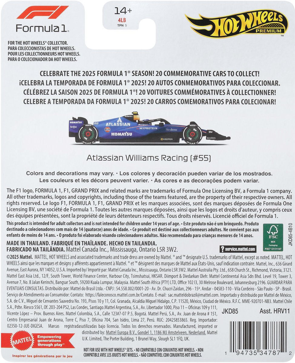 Hot Wheels Premium Formula 1 Williams Team - Carlos Sainz — afbeelding 7