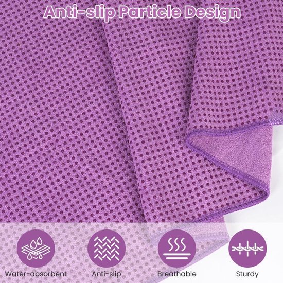 Yoga handdoek - Antislip - Sneldrogend - 183x63 cm - Paars — afbeelding 5