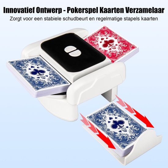 Automatische Oplaadbare Kaartschudder -Schudmachine - Laag Geluidsniveau - Draagbaar Ontwerp - Geschikt voor 1-2 Speldekks - Voor Poker, UNO, Blackjack, Skip-Bo, Phase 10