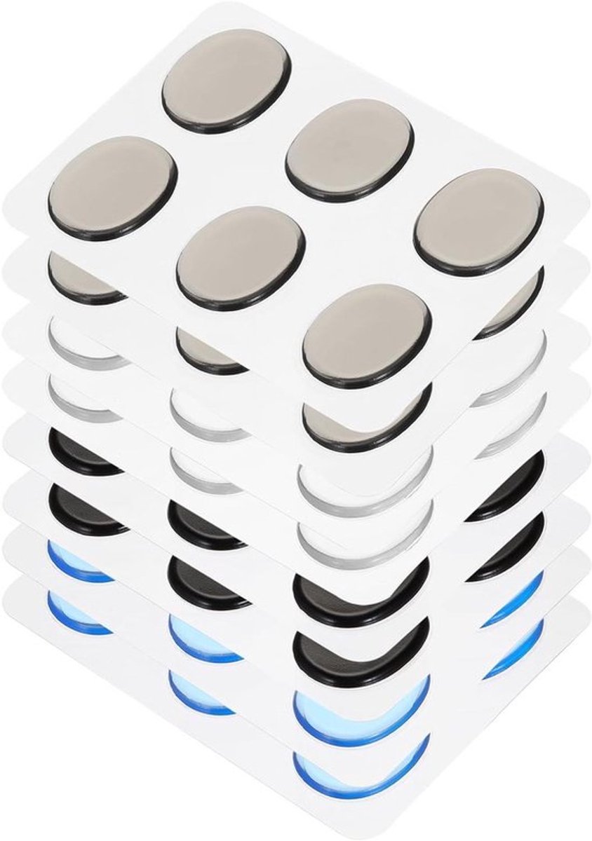 Geluidsdempers voor trommels - Set van 48 stuks in blauw, zwart en transparant - Siliconen pads - 30 x 25 x 3 mm