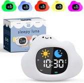 Dutsi - Sleep Trainer Enfants et bébés - Sleepy Luna - Cloud - Avec Wekker, bruit Witte et veilleuse - Réveil sommeil - Réveil pour enfants - Intensité variable