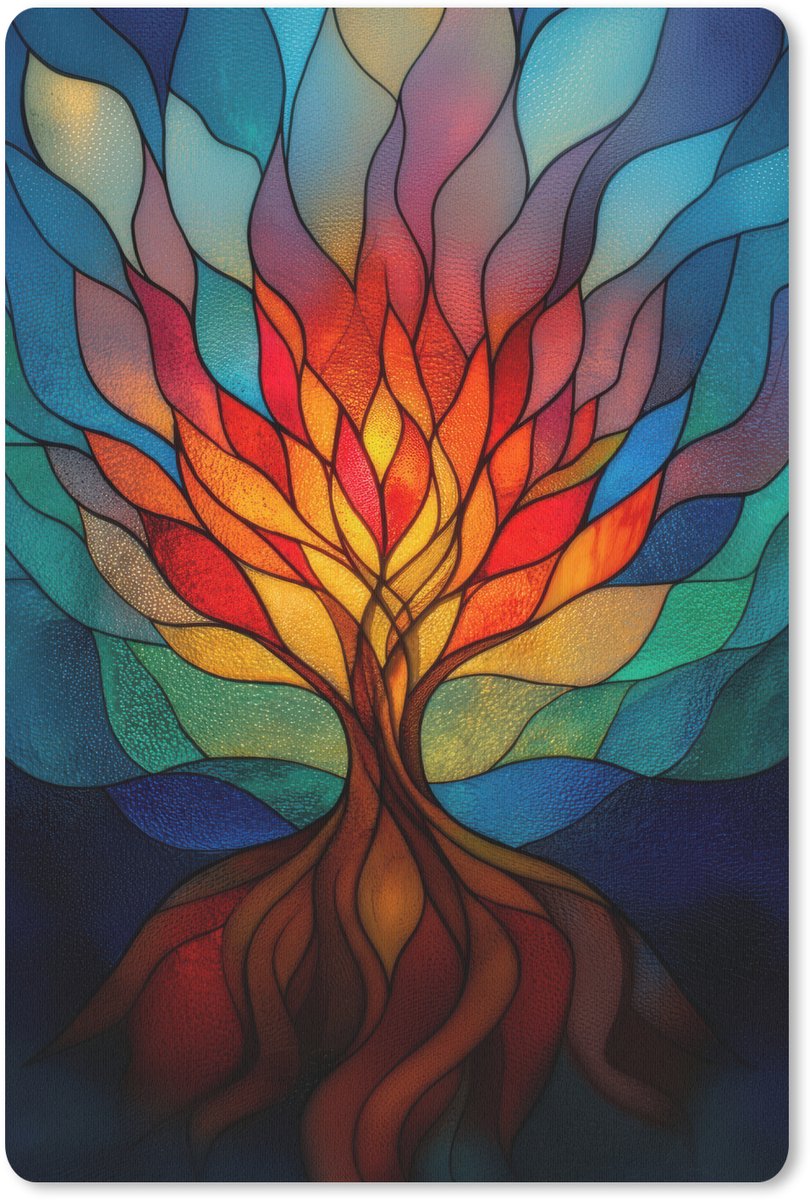 Muismat 18x27 cm - Mousepad Sierglas - Boom - Rood - Vlakken - Muismatten