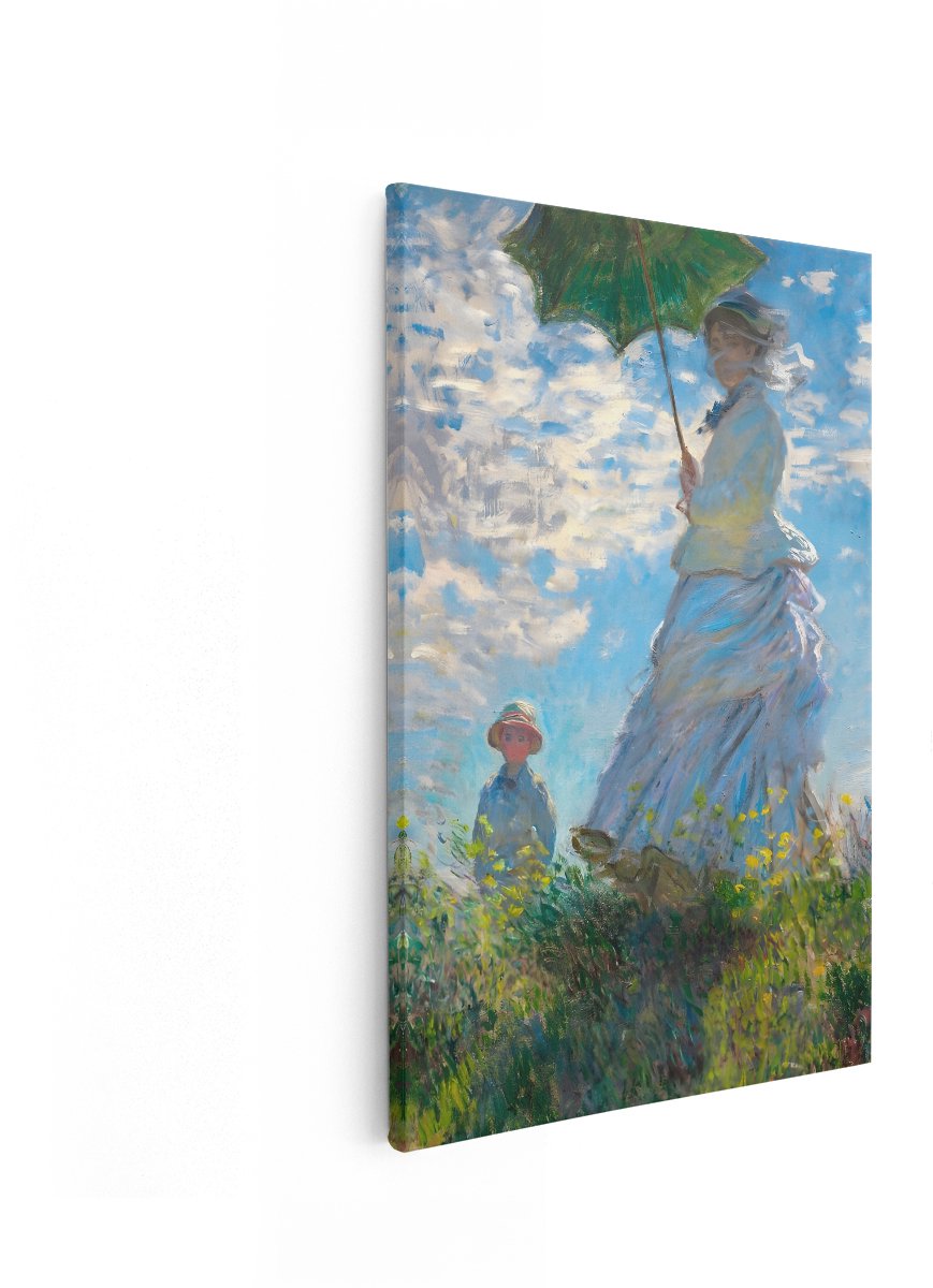Artaza Canvas Schilderij Vrouw Met Parasol - 60x90 cm - Wanddecoratie Monet Schilderij - M