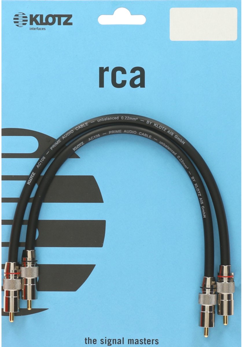 Klotz ALP003 RCA-kabel met vergulde contacten 0,3 meter