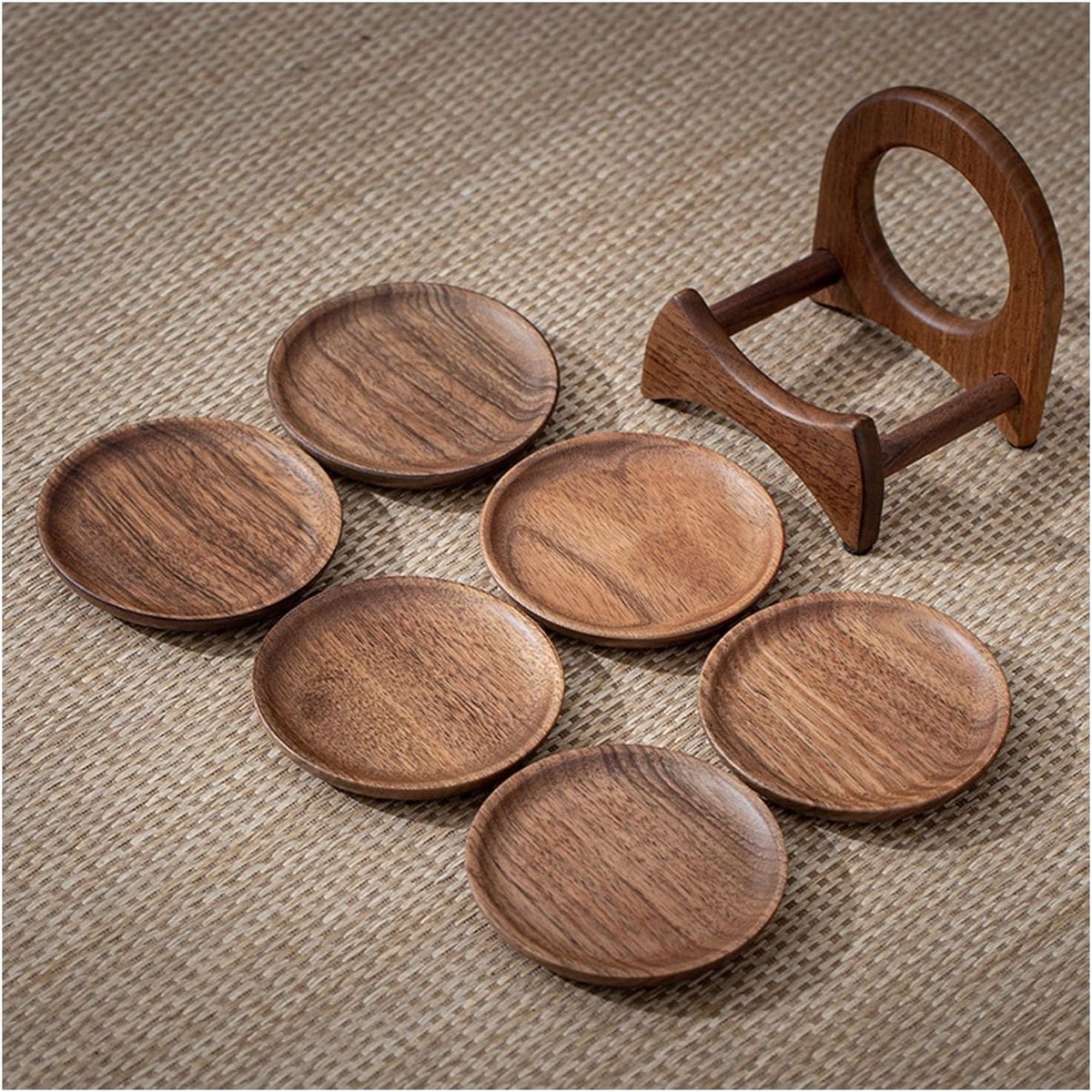 Set onderzetters van walnoothout, multifunctionele houten onderzetters voor op het bureau en ronde eettafel, geschikt voor het plaatsen van drankjes (koffie, thee, melk, enz.) in huis en restaurants. — cadeau in Wonen & Interieur - foto 4