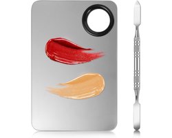 2 in 1 Mengpalet - Mixing Palette - Foundationpalet - Make-uppalet - Foundation-mengpalet - Makeup Mixing Palette & Spatula - Make-uptool - voor het mengen van foundation en pigmenten - Roestvrij staal