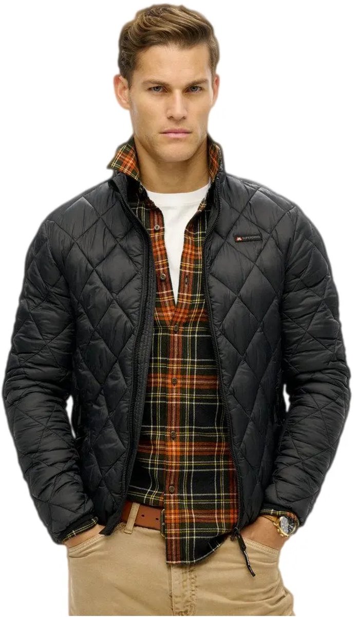Superdry Fuji Lite jas met ruitvormige wattering Heren Gewatteerde jassen Zwart