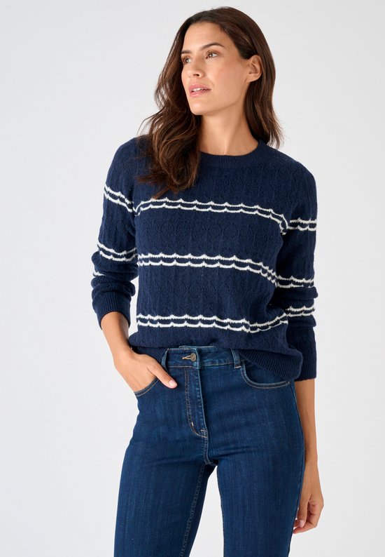 Damart - Trui opengewerkt maritieme stijl met Thermolactyl-label - Dames - Blauw - L