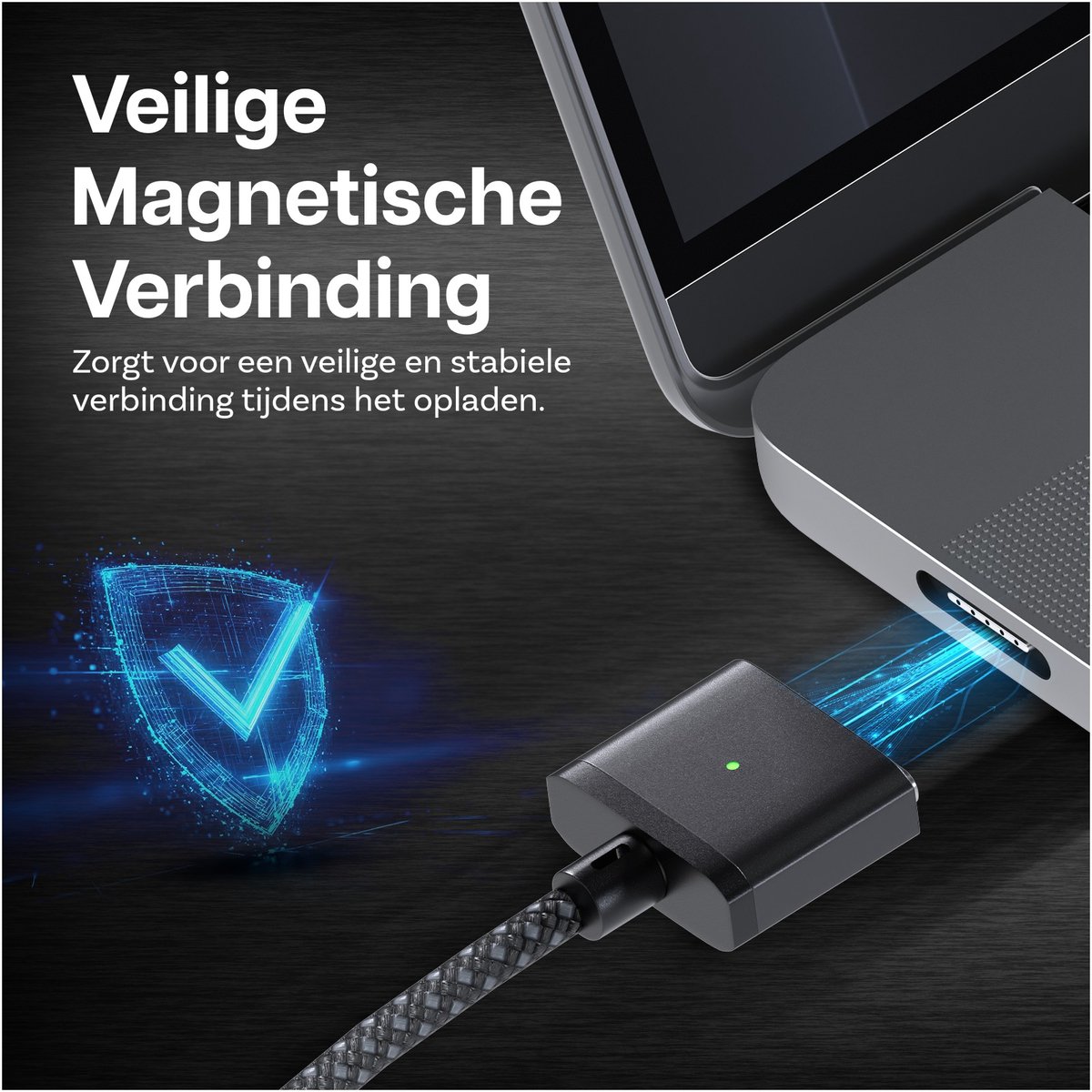 USB-C naar MagSafe 3 oplaadkabel 2m 140W snellader kabel voor MacBook Air Pro veilig magnetisch laadkabel zwart - Afbeelding 3