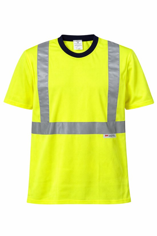 T-shirt de travail haute visibilité L – Jaune fluorescent – Réflexion 3M Scotchlite – T-shirt de sécurité