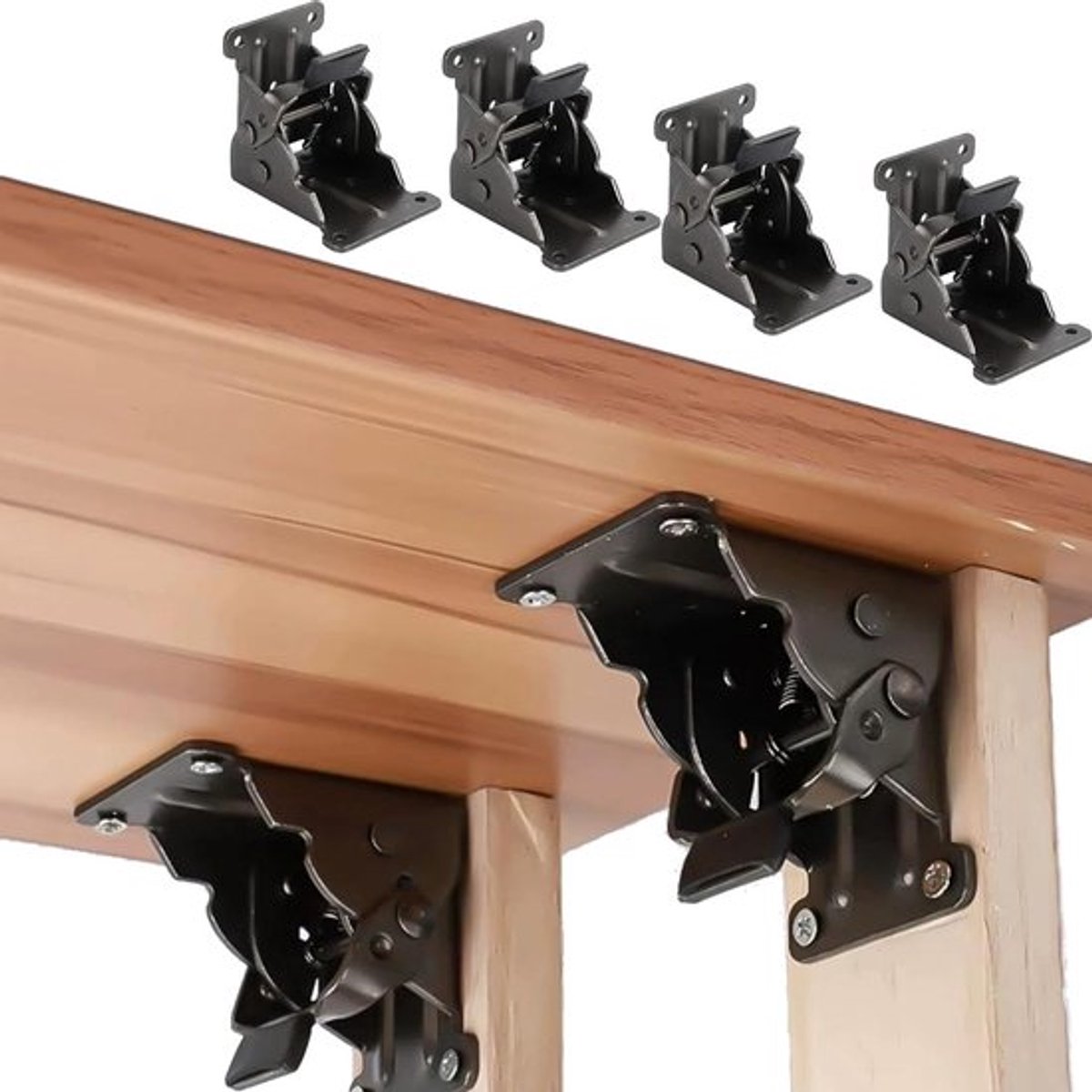 Opklapbaar Scharnier, Tafel Pootbeugels Opvouwbaar, Zwart - 2 stuks