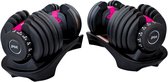 PH Fitness Verstelbare Dumbells Set 24KG Donker Roze- 2 STUKS - Smart Dumbbells - Gewichtenset voor Home Gym - Adjustable Dumbbells van 2,5 kg tot 24kg - Complete Halterset van 15 Dumbbells in een!