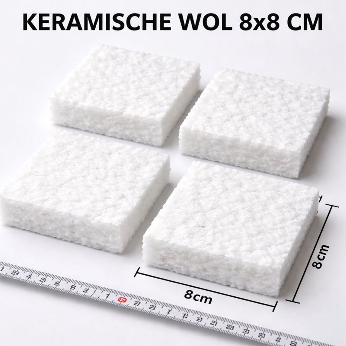 AFECTO Keramische Wol Blokjes 8x8 cm – Set van 4 – Hittebestendige wol –