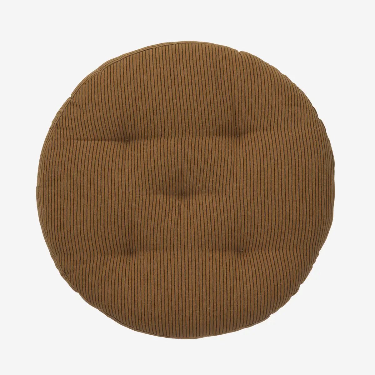 Madam Stoltz - Rond katoenen stoelkussen - 45cm - Bruin gestreept