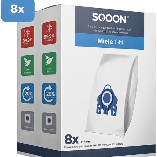 SQOON® Kwaliteit stofzuigerzakken geschikt voor Miele HyClean G/N - Miele 9917730 - o.a. Miele Complete C2, Complete C3, Classic C1, S8, S5, S2 Series