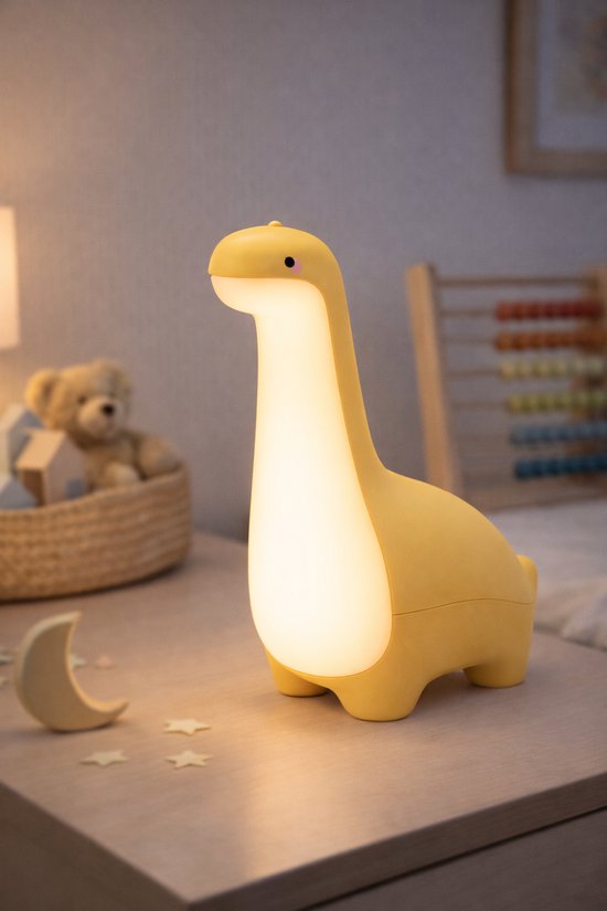 Nachtlamp - Dinosaurus - Geel - Oplaadbaar - Touch Dimbaar - Warm Licht van Merkloos — afbeelding 3