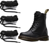 OIMG Veters Rond - 3 paar - 120CM - Schoenveters - geschikt voor Boots High - elastische schoenveters - Veters van gewaxt katoen - Sneakers - Black - Zwart - Round - extreem scheurvast - ca. 3 mm in diameter - Laces - Veter - zwart