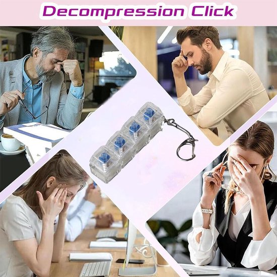 Antistress pour Clavier, Porte-clés Fidget Toys, Mécanique Clicker Clavier, Anti-Stress Lumineux, Jouet Portable Bouton Anti-Stress, pour Adultes