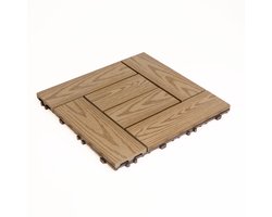 WPC Composiet Vlonder Tegel Kliktegel Vloer – houtlook lichtbruin – 30 × 30 cm – set van 11 stuks (±1 m²) – modulair kliksysteem – voor terras, balkon en tuin – weerbestendig en onderhoudsarm [11545A]