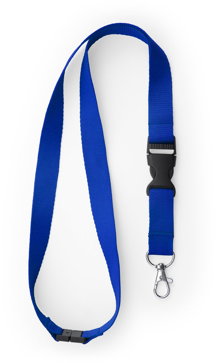 10 Keycord/lanyard koord - Kobalt Blauw - met sleutelhanger - 55 cm