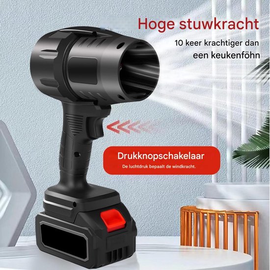 GELLDG Elektrische bladblazer - Draadloze turbinebladblazer - Mini - 800W 30000RPM - Draagbaar - Handbladblazer - Lucht- en sneeuwblazer - Geschikt voor het wegblazen van gevallen bladeren, stof en sneeuw. — afbeelding 4