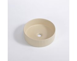 FugaFlow Efficiente Arredo waskom - 36x36x12.5 - geribbeld - rond - keramiek - beige