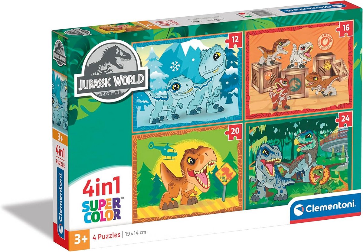 4-in-1 Puzzel Jurassic World voor Kinderen van 3 tot 5 Jaar