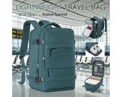Pauwblauwe Reisrugzak met Grote Capaciteit – Multifunctioneel & Lichtgewicht | Laptop- en Schoenvak