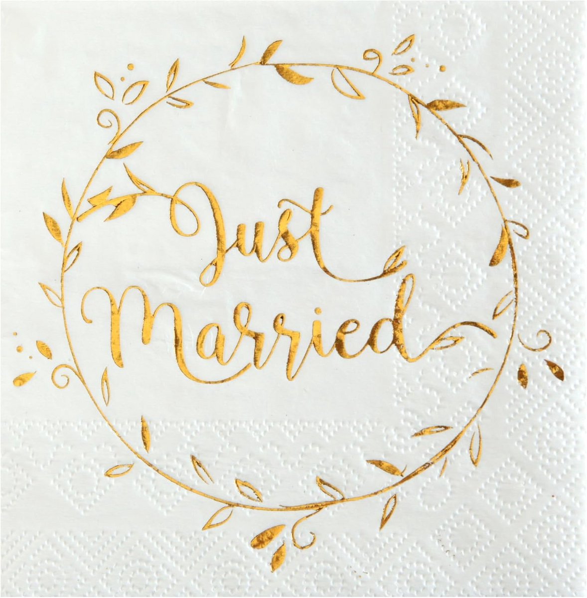 Kleine Just Married Cocktailservetten - Set van 20 Metallic