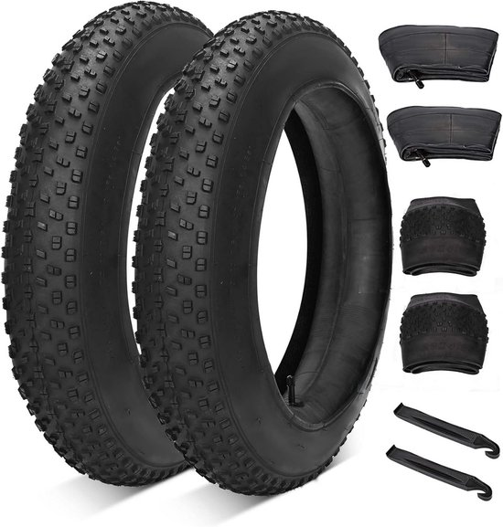 Fatbike binnenbanden 20×4,0 inch set van 2 opvouwbare fietsbanden voor sneeuw, zand en ruig terrein